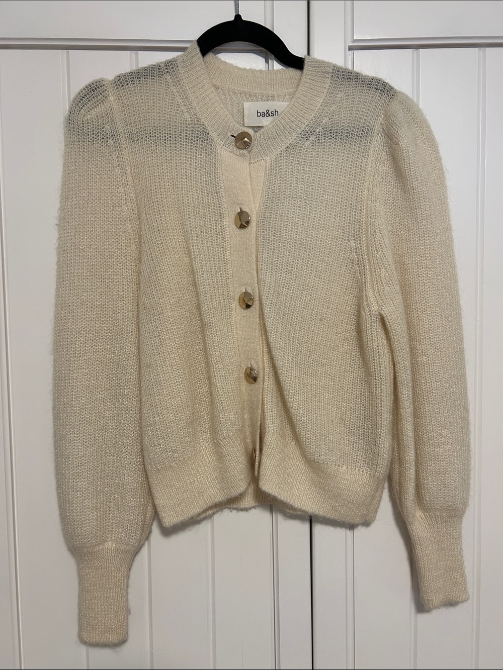 ba&sh Cream Puff-Sleeve Cardigan
